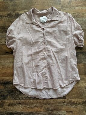Lola River Tan Stripe Button-Front Shirt - Size L